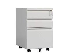 soges Rollcontainer Schreibtisch-Rollcontainer Computertisch-Rollcontainer Gaming Tisch-Rollcontainer Bürocontainer abschließbar, Mobilen Büroschrank Aktenschrank mit 3 Schubladen