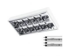 *SET* Rasterleuchten EVG mit 2X LEUCHTSTOFFRÖHREN T8 60cm 18W G13 230V kalt Tageslichtweiß 6500K G13 Bürolampe Rasterlampe Deckenleuchte