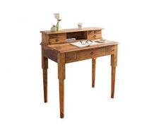 Licht-Erlebnisse Kleiner Schreibtisch Holz 90 x 90 x 50 cm Sheesham Unikat Landhaus Stil Sekretär Ernie