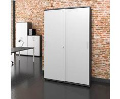 Profi Aktenschrank abschließbar 5OH Weiß-Anthrazit Schrank Büroschrank Schiebetürenschrank