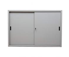 Certeo Schiebetürenschrank | 3 Ordnerhöhen | HxBxT 109 x 160 x 45 cm | Grau | Aktenschrank Metallschrank Stahlschrank Büroschrank Schrank