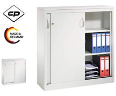 bümö CP Aktenschrank mit Schiebetüren abschließbar - Schiebetürenschrank Metallschrank Büroschrank Stahlschrank (Höhe: 120 cm | Breite: 120 cm)