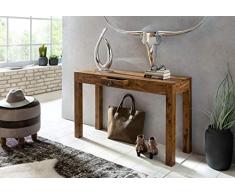 KADIMA DESIGN Konsolentisch UMBAI Massivholz Sheesham Konsole mit 1 Schublade Schreibtisch Landhaus-Stil Sideboard HxBxT: 70x120x40cm