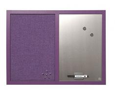 Bi-Office Kombitafel Lavander, Pinnwand und Whiteboard, Violett Textiloberfläche und Silber Magnetisch, Lila MDF Rahmen 22 mm dicker, 60 x 45 cm