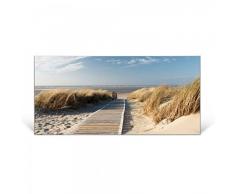 banjado - Magnettafel silber Pinnwand 78x37cm Memoboard Whiteboard mit Motiv Dünen