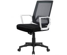 Yaheetech Bürostuhl Schreibtischstuhl ergonomischer Drehstuhl Sportsitz Chefsessel Wippfunktion mit Armlehnen Grau