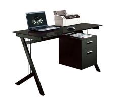 Popamazing Schwarz/Glas weiß Computer-Schreibtisch (Glas weiß), Schwarz, 0.6m l x 1.3m w x 0.75m h