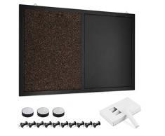 Navaris Kombitafel aus Kreidetafel und Kork Pinnwand - Memoboard 90x60 cm mit magnetischer Tafelfolie Korkwand - inkl. Kreide Pins Magnete Halterung