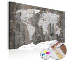 decomonkey Weltkarte Pinnwand 120x80 cm Leinwand | Bilder Leinwandbilder - Fertig aufgespannt auf Dicker 10mm Holzfasertafel! Aufhängfertig! Auch als Korktafel nutzbar! XXL Format - PWC0006b1XL