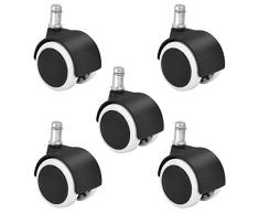 Yaheetech Bürostuhlrollen 5er Set Harbodenrollen Drehstuhlrollen 360 Grad drehbar Belastbarkeit 40 kg Stift 11x23 mm