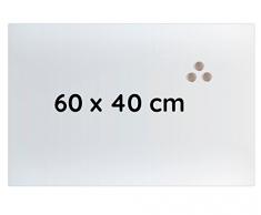 Lüllmann Memoboard Glas Magnettafel 60x40x0,4cm Glastafel Glasboard Whiteboard Wandtafel Magnet-Board (607410 Glastafel 60x40x0,4cm, weiß Milchglas Optik)