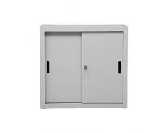Certeo Schiebetürenschrank | 2 Ordnerhöhen | HxBxT 75 x 80 x 45 cm | Grau | Aktenschrank Metallschrank Stahlschrank Büroschrank Schrank