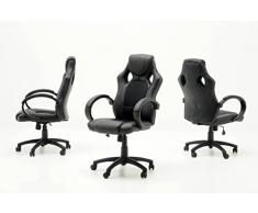 Robas Lund 62515SW3 Chefsessel in RACER-Optik, Bezug PU/PVC/Mesh, Gestell/Drehkreuz Nylon, Maße B/T/H circa 60 x 68 x 117 cm, schwarz