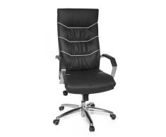 AMSTYLE Bürostuhl FERROL Echt-Leder schwarz Schreibtischstuhl | Chefsessel mit Kopfstütze & Multiblockmechanik | Design Drehstuhl verstellbar & hohe Rückenlehne