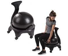 Sport-Thieme Fitness Ballstuhl mit Rollen, Gestell, Gymnastikball | Alternativer Bürostuhl, Ergonomischer Sitzball | ø Ball: 48 cm | Sitzhöhe: 55 cm | Bis 135 kg belastbar | Schwarz