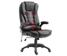 LZQ Massagesessel Massage Stuhl Ergonomischer Bürostuhl mit Massagefunktion Drehstuhl Höhenverstellbarer Chefsessel Schreibtischstuhl Bürosessel Gaming Stuhl Massagestühle,150kg belastbar (Schwarz)