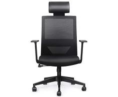 amzdeal Bürostuhl Ergonomischer Schreibtischstuhl mit Einstellbarer PU Kopfstütze Office Chair, Gaming Drehstuhl mit Taillestütze und Wippfunktion, Belastbar bis 136kg