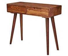 FineBuy Konsolentisch FB51402 90 x 76 x 36 cm Sheesham Massivholz mit Schubladen | Design Holz Anrichte Konsole massiv | Kleiner Landhaus Schreibtisch Flurtisch | Schminktisch Ablagetisch Natur