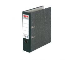 Herlitz 11012846 Ordner maX.file nature A4 8cm, Wolkenmarmorbezug/Papier grau, 5er Pack, Farbe schwarz