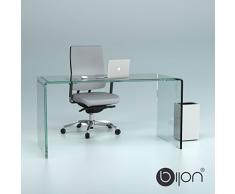 glasshop24 Design Schreibtisch aus 15mm Echtglas (B/T/H) 1400x700x730mm - klarglas bijon®