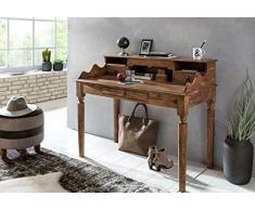 KADIMA DESIGN Moderner Designer Schreibtisch Adak Massivholz Sheesham Sekretär 115 x 100 x 60 cm mit 3 Schubladen Konsolentisch im Landhaus-Stil