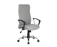SixBros. Bürostuhl, Schreibtischstuhl, hohe Rückenlehne & Dicke Polsterung, ergonomischer Drehstuhl für’s Büro oder Home-Office, stufenlos höhenverstellbar & leichtläufig, grau H-935-6/2165