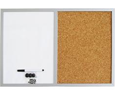 Magnettafel / Pinnwand (Kombiboard), 40x60 cm, mit silberfarbenem Holzrahmen