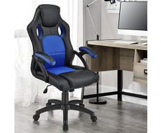ArtLife Racing Schreibtischstuhl Montreal blau | Kunstleder | höhenverstellbar | ergonomisch | 120 kg belastbar | Bürostuhl Drehstuhl Chefsessel