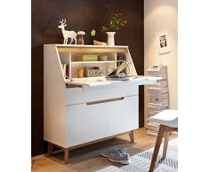 trend-moebel SEKRETÄR Schreibtisch COMPUTERTISCH Home Office BÜRO ASTEICHE GEÖLT Weiss MATT