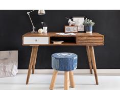 Laptoptisch bzw. Schreibtisch aus Massivholz Sheesham mit zwei weißen Schubladen; Maße (B/T/H) in cm: 117 x 60 x 75