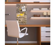 banjado Design Magnettafel weiß Metall mit Motiv Steinwand Antik / perfektes Magnetboard für Küche, Flur oder Büro / Memobord 37cm x 78cm