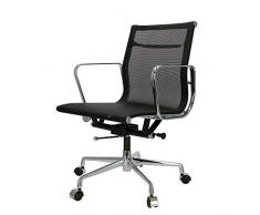 Popfurniture Designer Mesh Bürostuhl Schwarz mit Armlehne & mit Rollen | ergonomisch & belastbar | Idealer Schreibtischstuhl, Drehstuhl, Chefsessel, Schreibtisch Stuhl, Computerstuhl, Office Chair