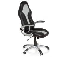 hjh OFFICE 621780 Gaming PC Stuhl RACER 400 Kunstleder schwarz grau, bequeme Polsterung, ideal zum Zocken, Chefsessel, feste Armlehnen, Bürostuhl Sessel, Racing Stuhl, XXL Chefsessel, Gamer Stuhl