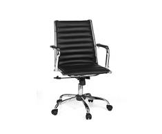 FineBuy Bürostuhl GENUA 2 Bezug Kunstleder Schwarz Design Schreibtischstuhl höhenverstellbar X-XL 110kg Chefsessel ergonomisch Drehstuhl mit Armlehnen Rücken-Lehne Wippfunktion verstellbar Schalensitz