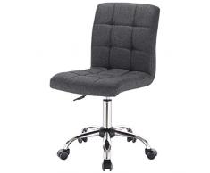 EUGAD 0010BGY Arbeitshocker auf Rollen Bürohocker Schreibtischstuhl Rollhocker 360° drehbar höhenverstellbar Stoffbezug Metall Dunkelgrau