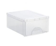 Rotho Schubladenbox Frontbox aus Kunststoff (PP), Ablagefach mit 1 Schub klein, 35x25.5x14.5 cm, transparentes Ablagesystem, DIN A4 Ablagebox für Schreibtisch, Büro - Hergestellt in der Schweiz, 1767800096