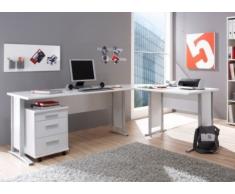 Arbeitszimmer komplett Büromöbel Komplettset in Weiß mit großem Schreibtisch / Winkelschreibtisch