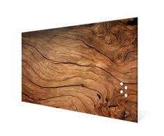 BANJADO Glas Magnettafel mit 4 Magneten | Magnetwand 75x50cm groß | Memoboard beschreibbar perfekt für die Küche | Magnetboard groß mit Motiv Trockenes Holz