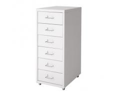 IKEA Rollcontainer "Helmer" Schubladenelement aus Stahl - 6 Schubalden - BxTxH 28x43x69cm - WEISS