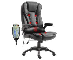 HENGMEI Massagesessel Massage Stuhl Bürostuhl Massagestühle mit Massagefunktion Ergonomischer Drehstuhl Höhenverstellbarer Chefsessel Relaxsessel Bürosessel, 150kg belastbar (Schwarz)