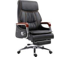 YUYAXAF Stabil Bürostuhl Mit Klappbarer Kopfstütze Extra Großer Orthopädischer Chefsessel Ergonomischer Schreibtischstuhl Gemütlich, Black