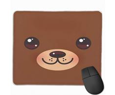 Niedliches Gaming-Mauspad, Schreibtisch-Mauspad, kleine Mauspads für Laptop-Computer, Mausmatte Niedlicher Cartoon Kawaii Lustiger Braunbär Maulkorb mit rosa Wangen