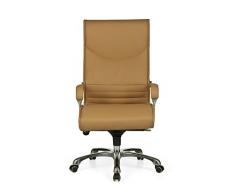 AMSTYLE Bürostuhl MILANO Bezug Kunstleder Caramel Design Schreibtischstuhl X-XL 120 kg Chefsessel höhenverstellbar Drehstuhl ergonomisch mit Armlehnen Polster hohe Rücken-Lehne Wippfunktion Hochlehner