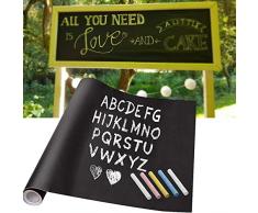Tafelfolie Kreidetafel selbstklebende Tafel-Aufkleber schwarz 61x 500cm Blackboard DIY Folie Multifunktion für Kinderzimmer Arbeitsraum Büro Küchenwand Restaurant