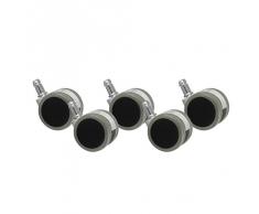 AMSTYLE Hartbodenrollen 5er Set Rollen für Bürostuhl Grau Stift 11mm/Durchmesser 50mm Parkettrollen für Parkett Laminat Linoleum Drehstuhlrollen Stuhlrollen für harte Böden