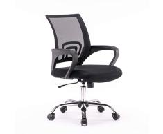 JLSun Loywe, Bürostuhl Schreibtischstuhl, ergonomischer Drehstuhl mit Netzrücken, Wippfunktion Feste Armlehne höhenverstellbar, Schwaz Chefsessel mit Mesh Netz in Schwarz, B011SS