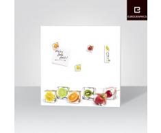 Eurographics MB-DT6105 Memo Board, Magnet- und Schreibtafel aus Glas, mit Motiv, inklusive Stift und Magnete, Delicate Fruits, 50 x 50 cm, weiß