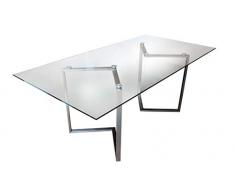 CHYRKA® Esszimmertisch Esstisch SOKAL Wohnzimmertisch Bürotisch Computertisch Beistelltisch Edelstahl Schminktisch Moderne Design Glas Schreibtisch (160 x 90 cm)