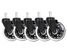 5er Hartbodenrollen 11mm 22mm Drehstuhl Rollen Für Bürostuhl Schwarz (Verpackung MEHRWEG)