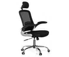hjh OFFICE 719600 Bürostuhl Drehstuhl VENDO NET Netzstoff schwarz, Bürodrehstuhl ergonomisch,sehr gute Polsterung, Armlehne abklappbar, Chefsessel mit Kopfstütze, Schreibtischstuhl, Büromöbel